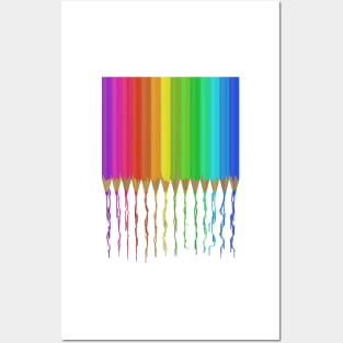 Melting Rainbow Pencils Posters and Art